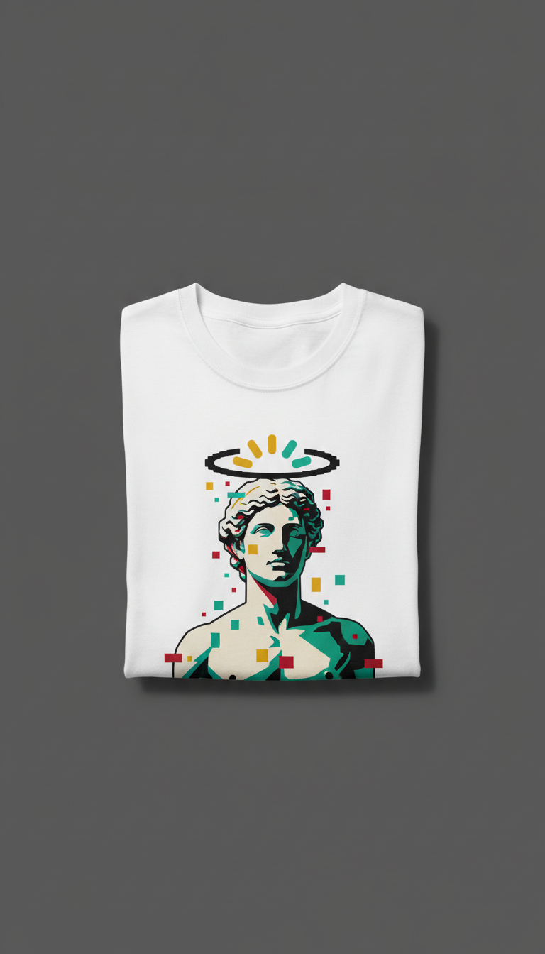 Oversized Tee With Graphic Commentary