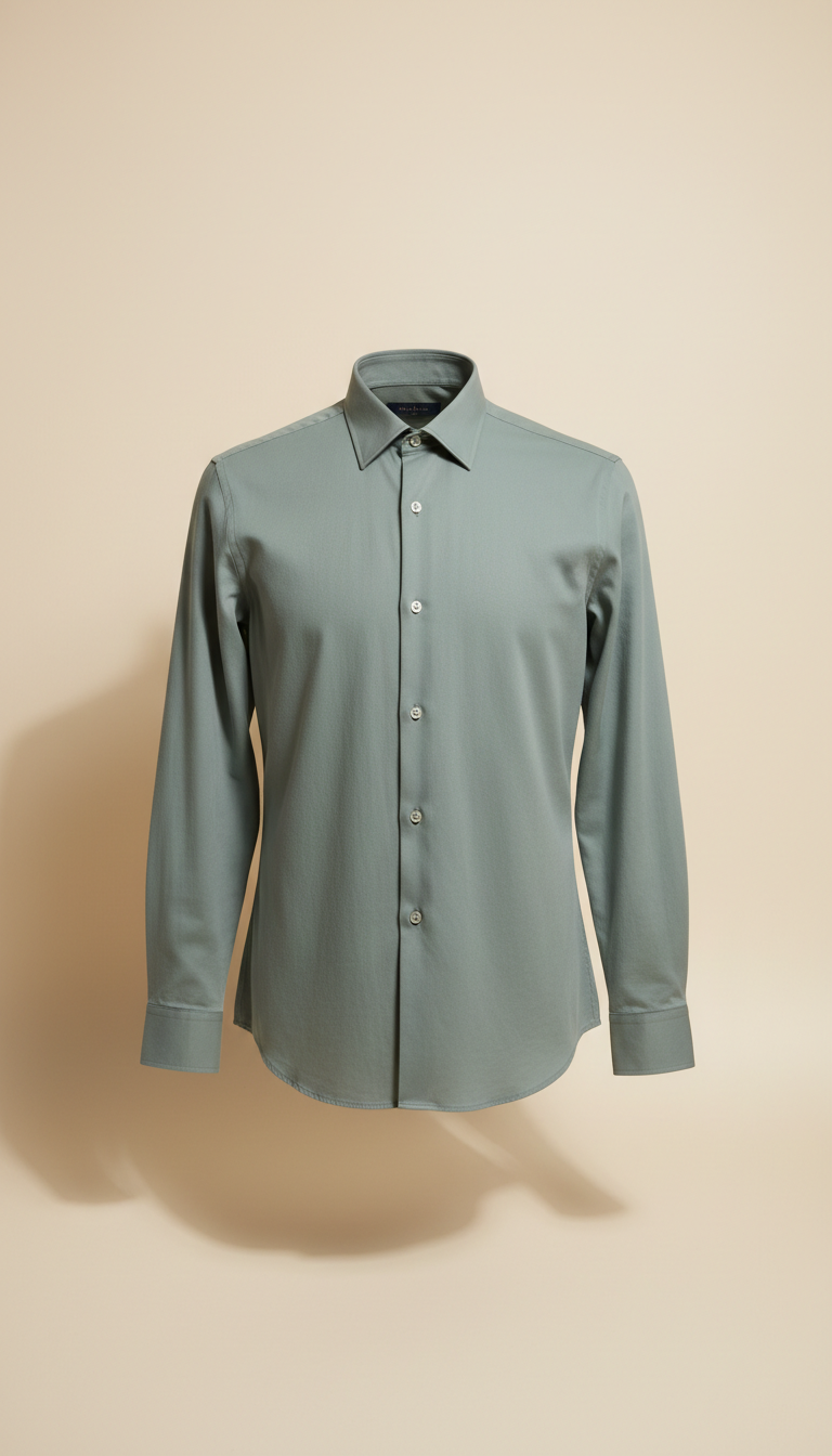 Sage Grey Cotton Dress Shirt