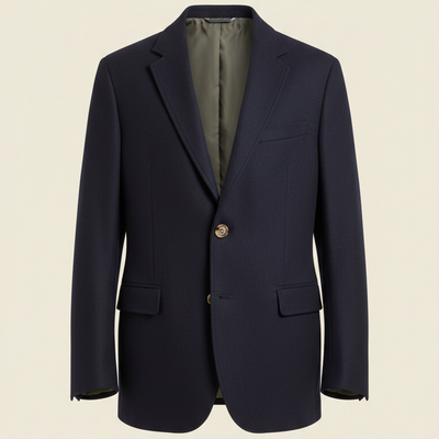 Navy Wool Unstructured Blazer