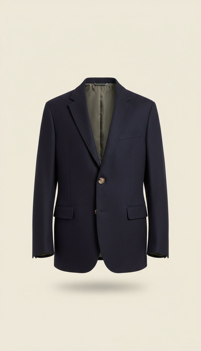 Navy Wool Unstructured Blazer